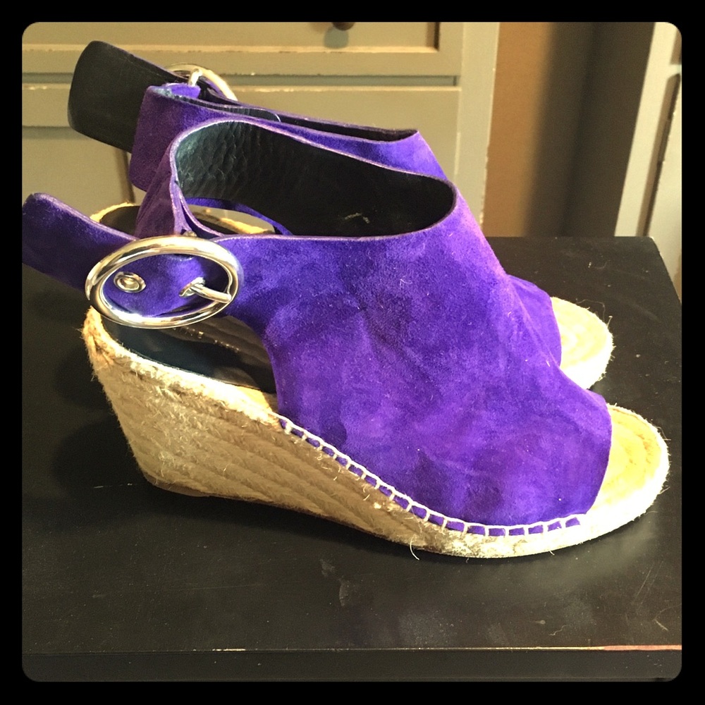 Celine Suede Wedge Espadrille- Purple
